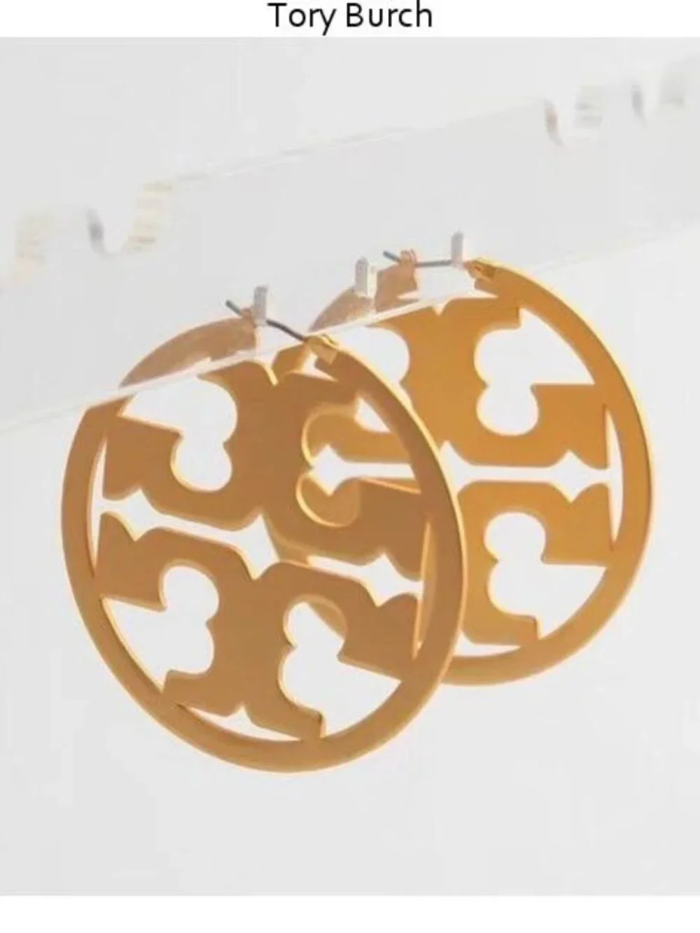 Tory Burch Miller Logo Gold Hoop Earrings